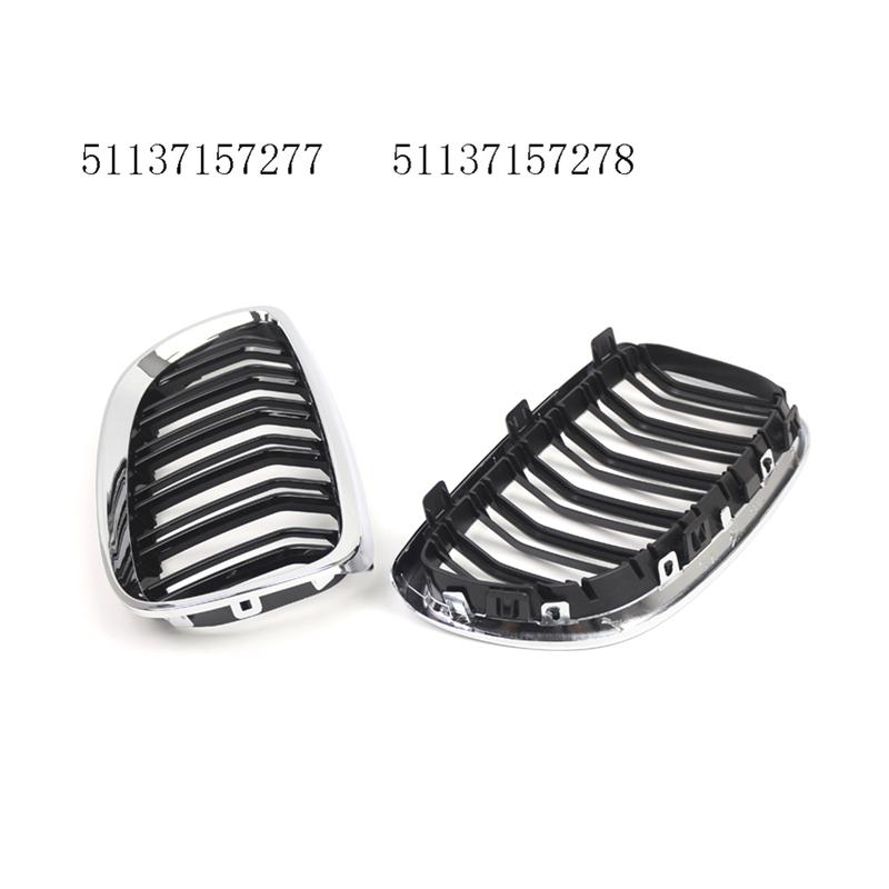 AUTO Dual Slat Grille For BMW 3 Series E92 E93 Coupe 2006-2010 Front Kidney Grill Racing Style Gloss Black+ Chrome 51137157277