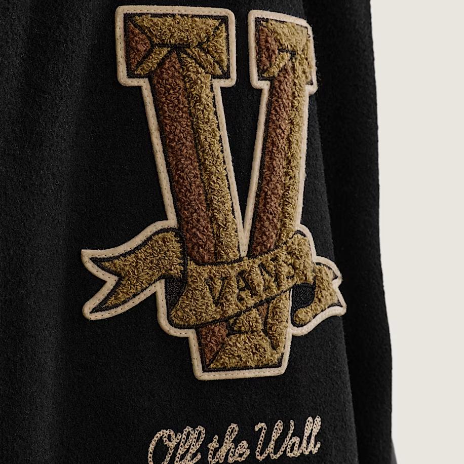 Vans Baseball Collar Single-Breasted Loose Long Sleeve Jacket Unisex Jackets Black VN000MDK-BLK