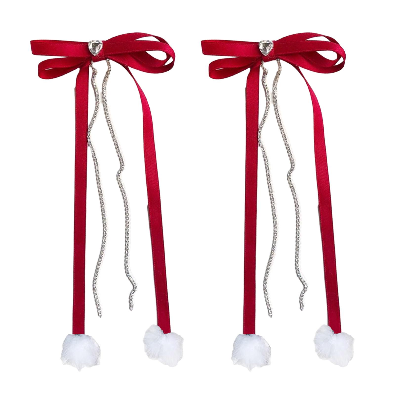 

Cute Fairy Claw Clips Hairpin Y2K Pompoms Balletcore Headdress Bunches Accessories Bow Ribbon Cute Headdress B красный