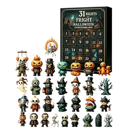 Surprising Box for Halloween Advent Calendar 2026, 31 Nights of Fright Countdown with Decorative Charms Mini Spooky Figurines, Home Desk Decor, Party
