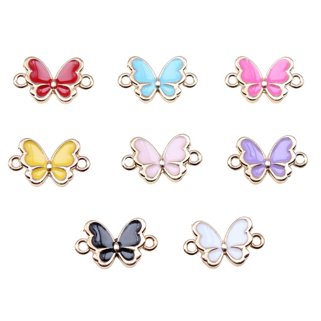 Enamel Charms Multi Color Butterfly Pendants For Floral Themed Jewelry