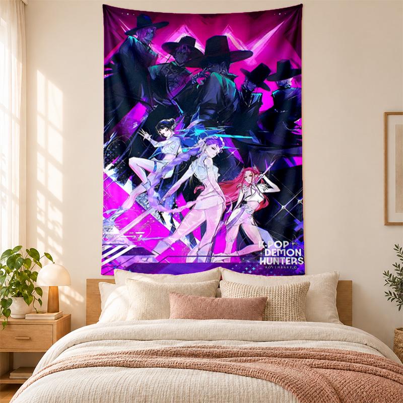 Kpop demon hunters Tapestry highquality for decorating living room bedroom dorm walls ideal as bedroom wallart orholiday gift