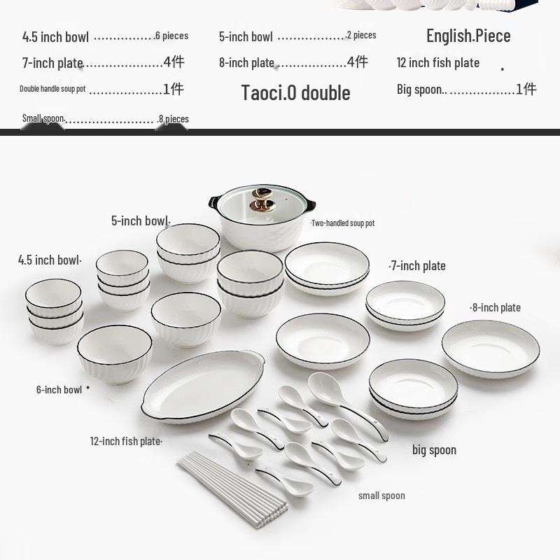 Zhishi Xuanyue 41-Piece European Bone China Dinnerware Set