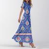 Vestidos casuales de verano para mujer, con estampados de colores y cuello en V y manga corta