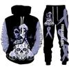 Hot Sale, Stylish 3D Skull Print Punk Sportswear, Pants Hoodie Couple Suit Street Trend