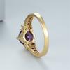 Purple Crystal Round Stone Engagement Rings For Women Vintage Gold Color Wedding Band Charm Birthstone Jewelry Fashion Accessory