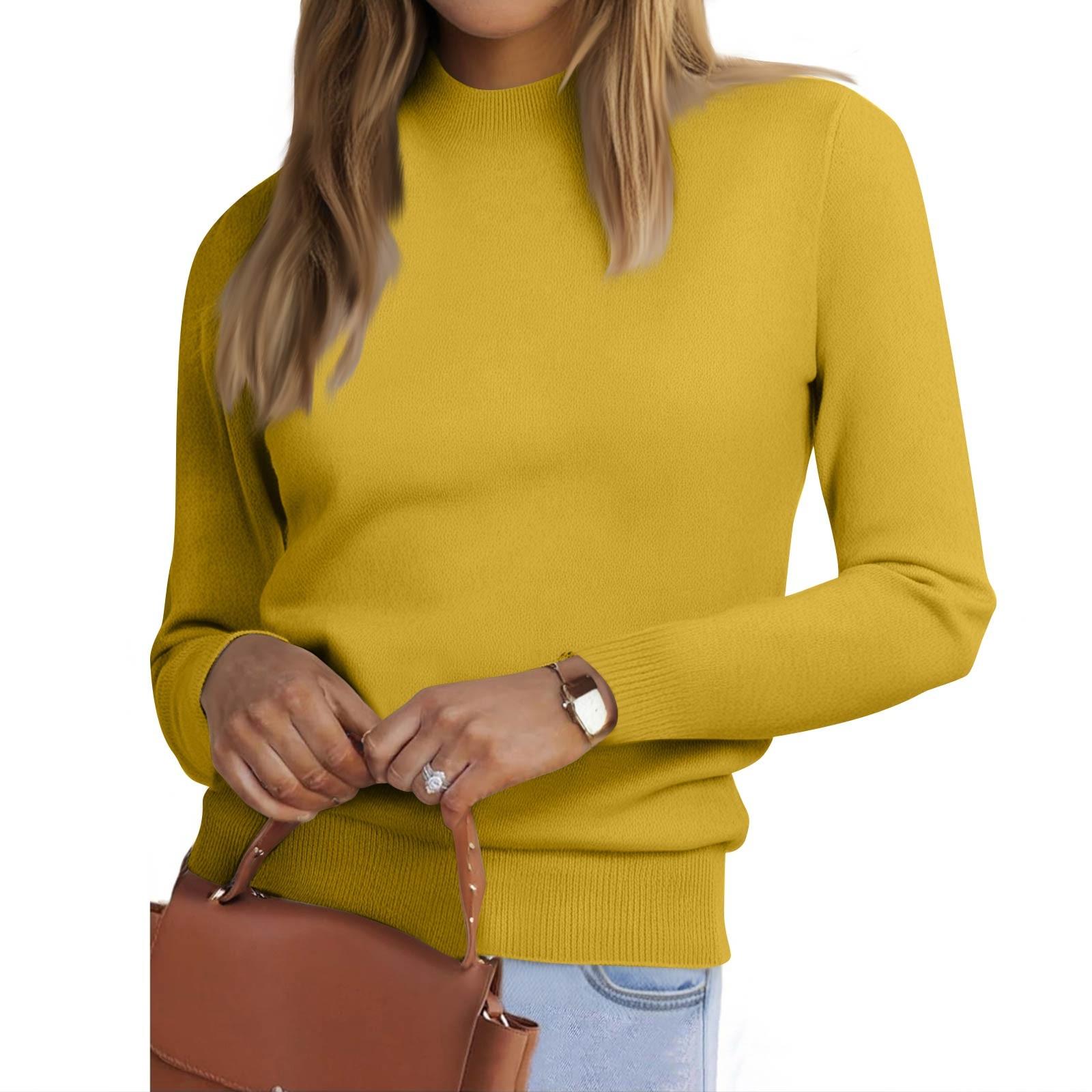 

Женский модный повседневный однотонный топ с длинным рукавом XL жёлтый