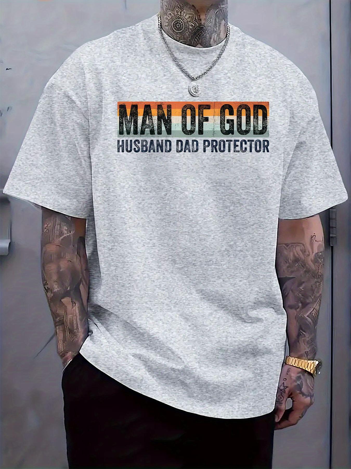 Round Neck Short Sleeve T-shirt with a God-Themed Print S