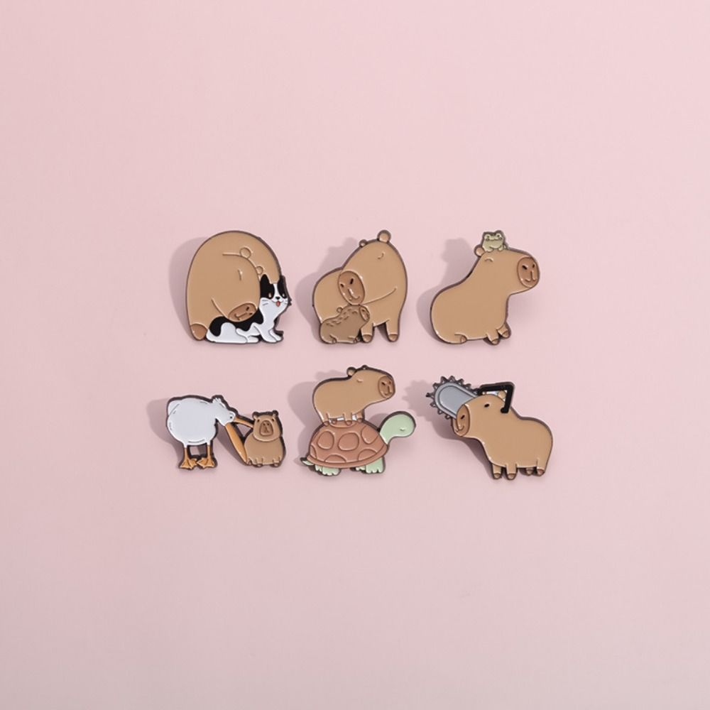 Cat Cartoon Enamel Pins Cute Animals Pins Jewelry Capybara Brooch  Student