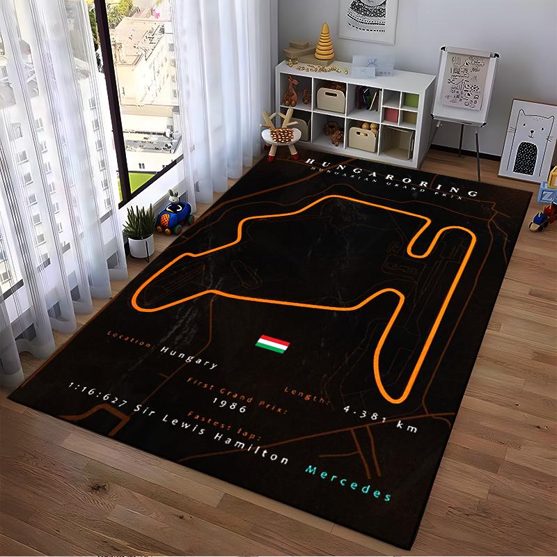 Hungaroring Grand Prix Circuit Map Rug Non-slip rug suitable for living room and bedroom sofas.