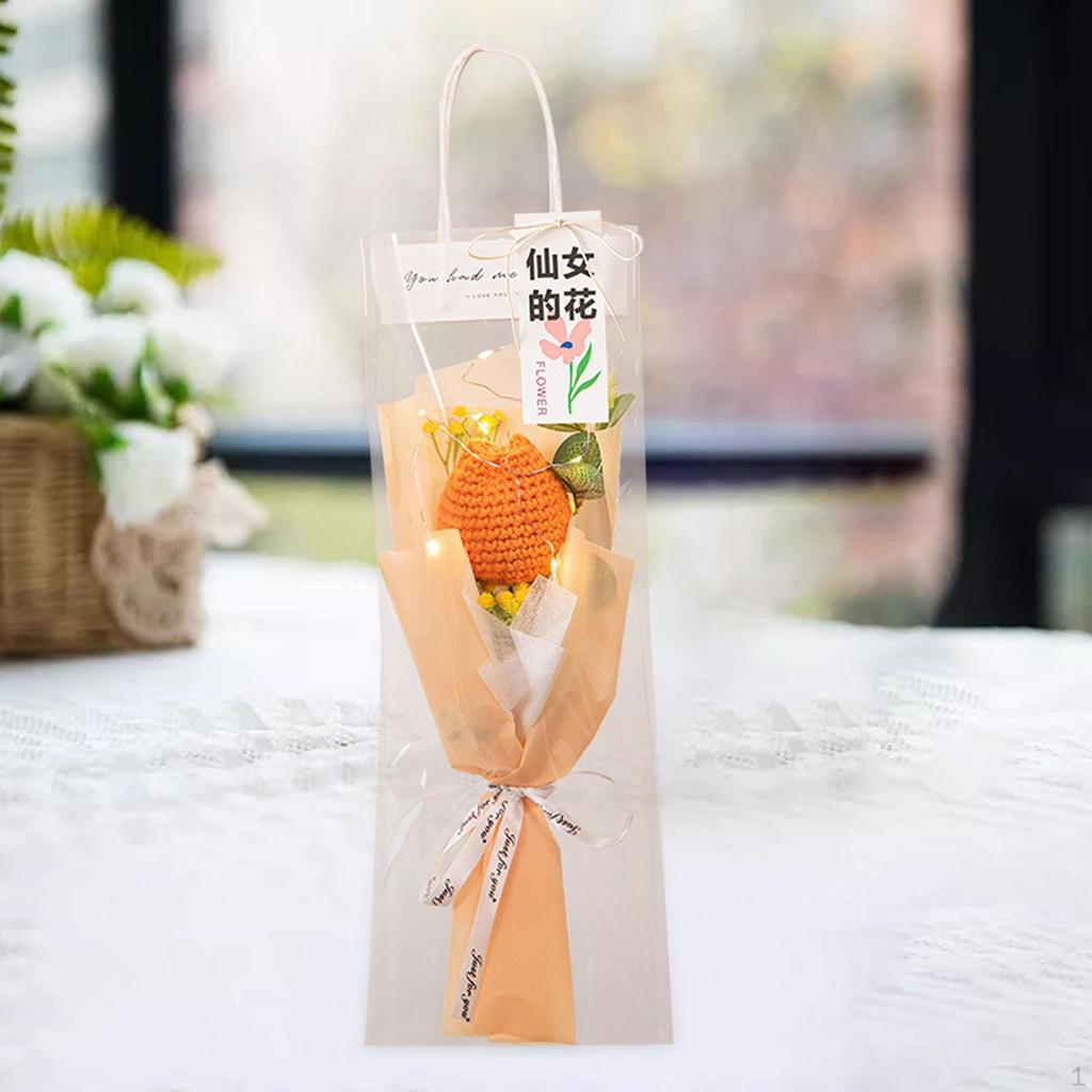 Fertiger Häkel-Tulpenstrauß mit Licht Künstliche Dekoration für Tischmittelstück