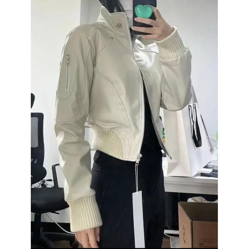 Women's Retro Hong Kong Style Leather Motorcycle Jacket: Punk Fashion Short Jacket for Spring & Autumn