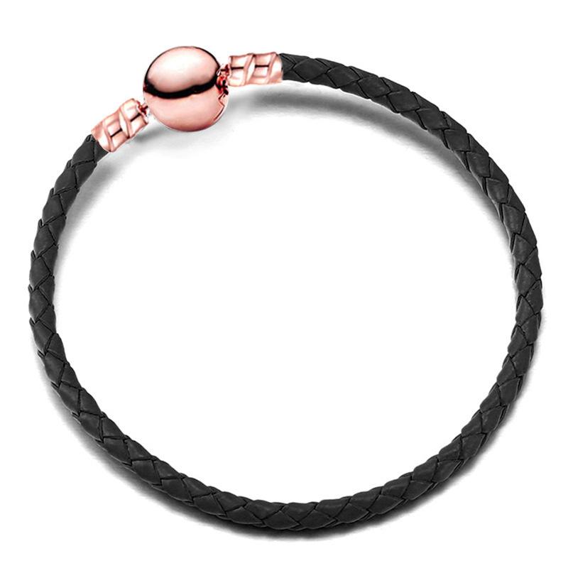 

New Rose Gold Single Circle Adjustable Bracelet For Couples Jewelry DIY Couple Gift Daily Jewelry Accessories 16cm