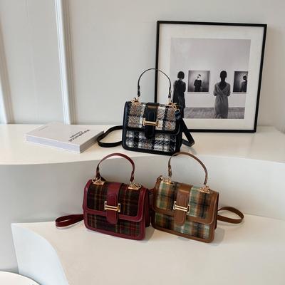 Retro módní kostkovaná kabelka, letošní oblíbená letní crossbody taška, malá čtvercová taška v korejském stylu, taška přes rameno