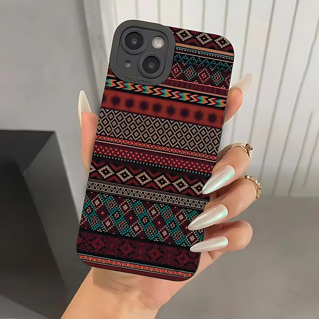 Bohemian Style Patterned Phone Case For iPhone 17 16e 16 15 14 13 12 11 Mini Air Pro Max X XR XSMax 8 7 6 6S Plus Silicone Cover