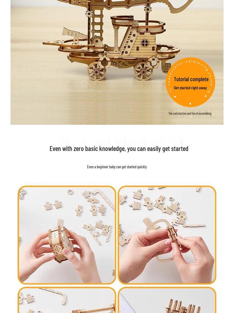 3D Wooden Airship Puzzle Mechanical Model Kit Creative Toy Gift