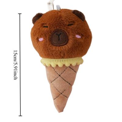 1-12pcs Cute Capybara Plush Keychains Cartoon Anime Capibara Ice Cream Toys  Backpack Small Fluffy Pendant Birthday Party Gift