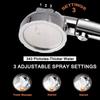 3 Modes Pressurized Shower Head Sliver High Pressure Rainfall  Bathroom Handheld Showerhead Set with Hose and Holder Accessories
