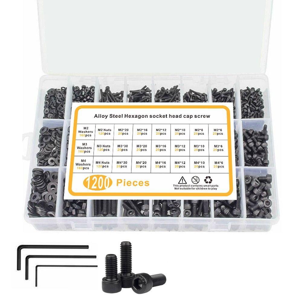 

1200PCS M2 M3 M4 Flat Washers Metric Bolt Assortment Nuts Assortment Kit Repairmen