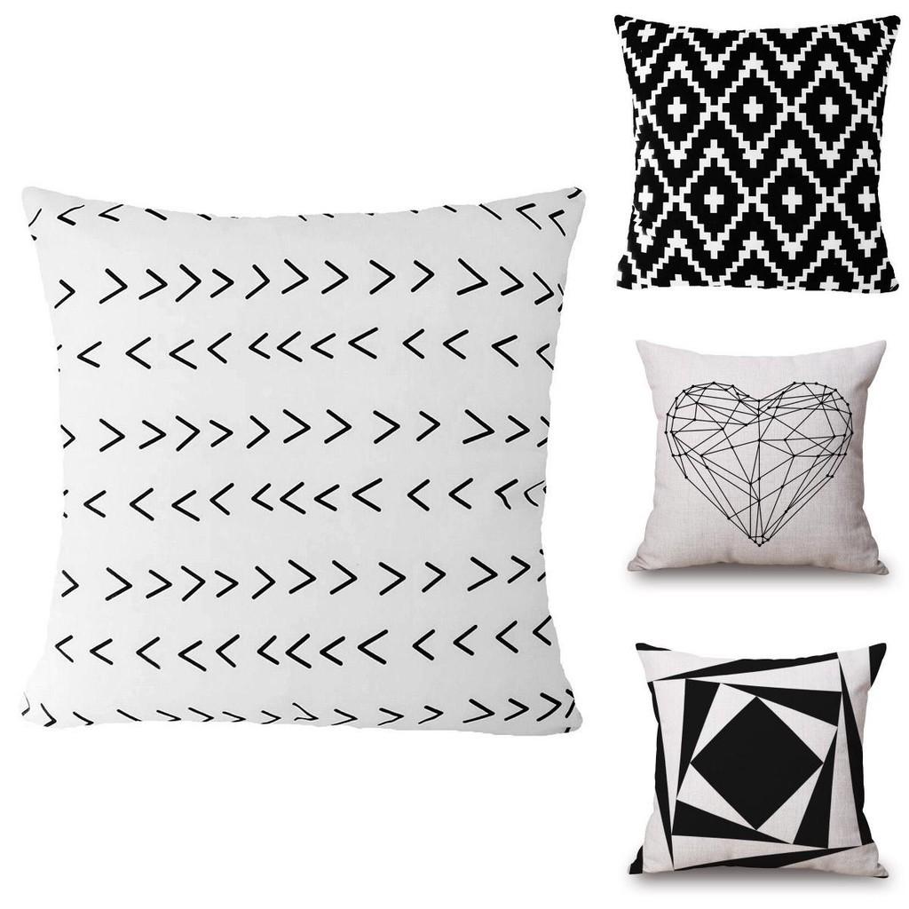 Versatile Black And White Geometric Cushion Cover For Effortless Home Styling