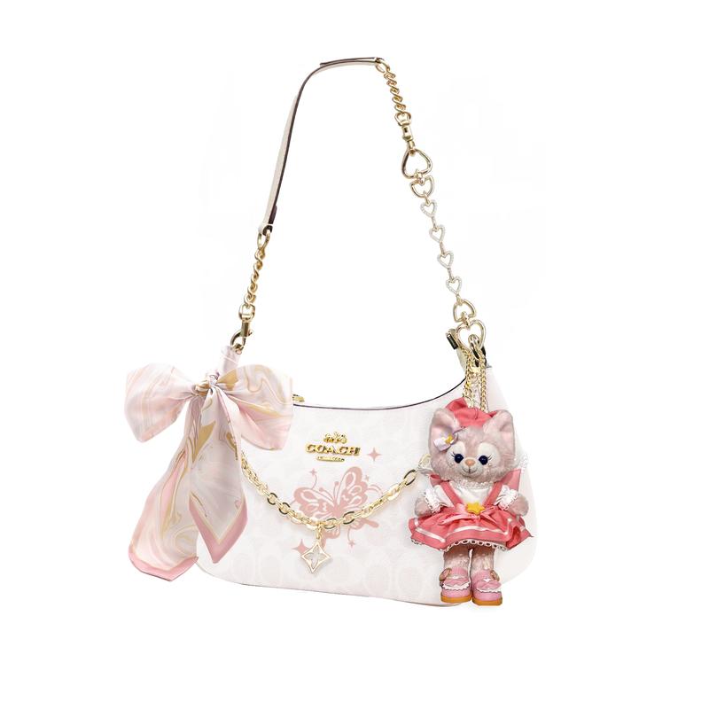 Coach Shoulder Bag [Customized Bag] Teri 25 Brand Micro-label Detachable Strap Bow Silk Scarf Extension Chain Printed Xinghuatian Basic Style