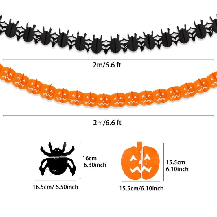Halloween Paper Garlands Chains for Festival Seasonal Decoration Pumpkins/Spiders Shaped Banners Flags Party Supplies