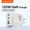 CABLETIME 4 IN 1 120W GaN Charger 120W Max Fast Charge 3 USB C With1 USB A Port Fewer Heat for Laptop Phone HUAWEI XIAOMI 4