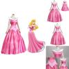 Enchanting Pink Sleeping Beauty Aurora Gown Costume For Women With Puff Sleeves