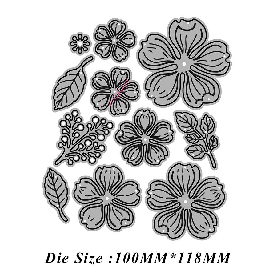 

5990 Комбо Цветов Металлические и Углеродистая Сталь Вырубки для DIY 100x118mm, 27g/set
