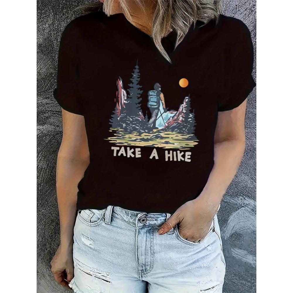 Women'S Casual Hiker Graphic Tee Short Sleeve Harajuku Short Sleeve Casual Clothing Street Tops Clothes
