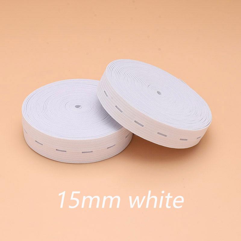 5/2Meters Elastic Sewing Bands Black White Flatback Sewing Bands with Buttonhole Knit Stretch Belt for Sewing Craft DIY Supplies
