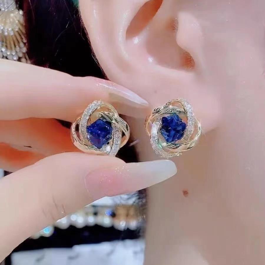 Elegant Zirconia Colorful Stud Earrings for Women - Luxurious, Stylish, and Hot-Selling Fashion Accessories