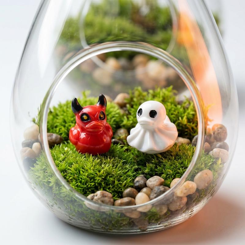 Halloween Miniature Resin Ducks Ghost Figurines 12Pcs Fadeless for Fairy Garden Window Sill Balcony Home Decor