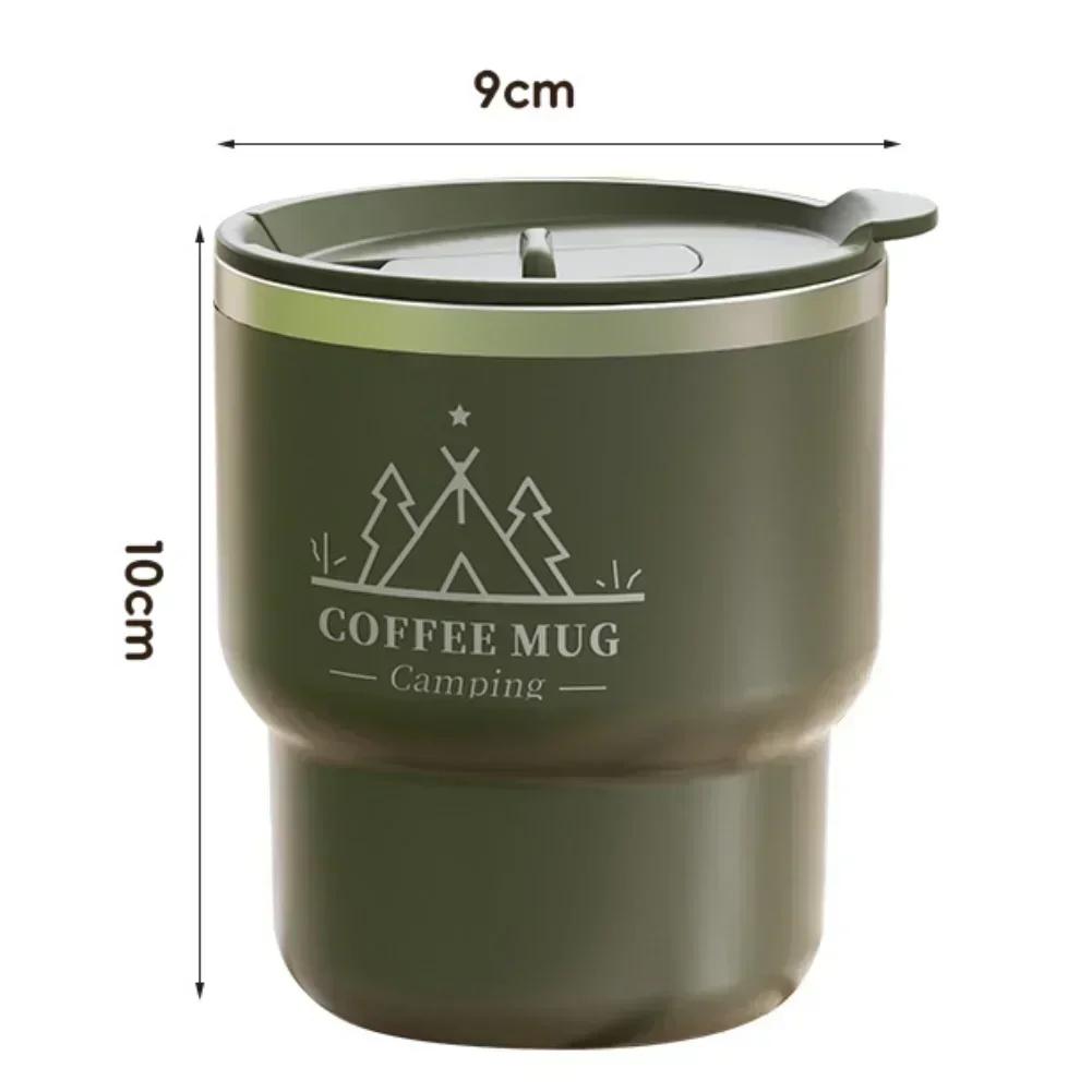 Double wall vacuum insulated 304 stainless steel coffee cup with spill resistant flip lid portable for tea juice drinks