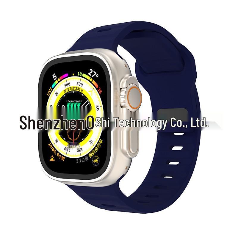 iWatch7 Diamond Buckle Horizontal Stripe S9 Silicone Strap for Apple Watch 8/Ultra