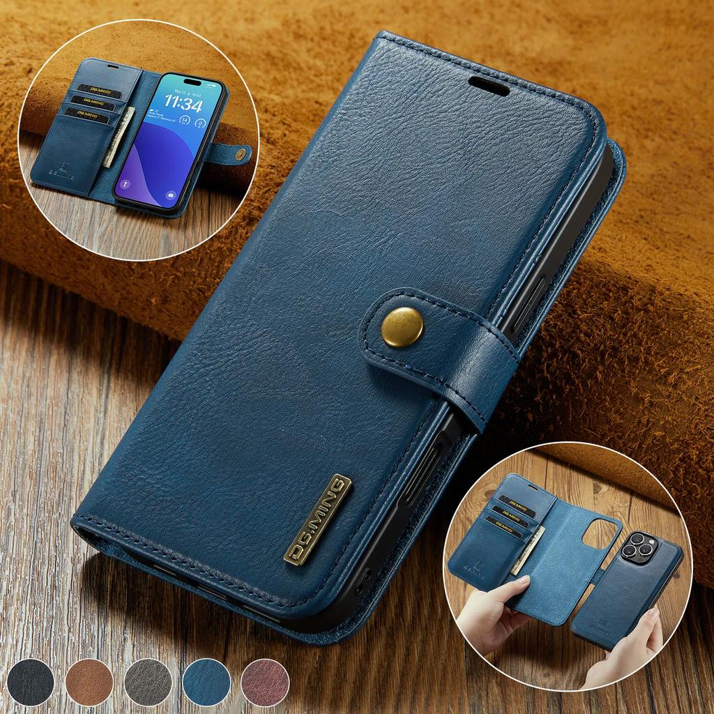 2 in 1 Detachable Cards Solt Wallet Leather Book Case For iPhone 16 Pro Max 15 Plus 13 12 11 Book Flip Bag Pocket Magnetic Cover