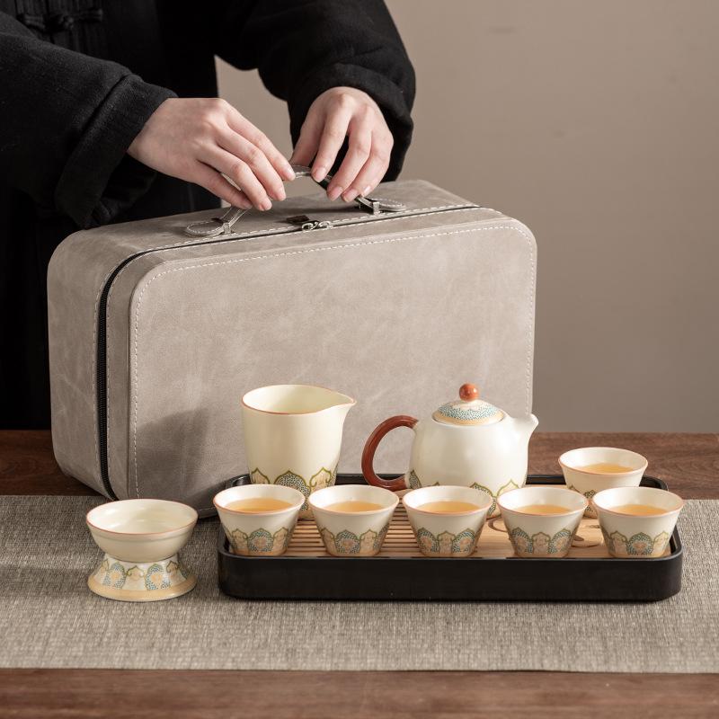 Dragon Egg Teapot Huang Ru Kiln Travel Kung Fu Tea Set Household Portable Teacup Teapot Light Luxury Business Gifts