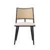 2 Dining Chairs, PU Seat, Rattan Backrest, Living Room, Bedroom Chair, Black