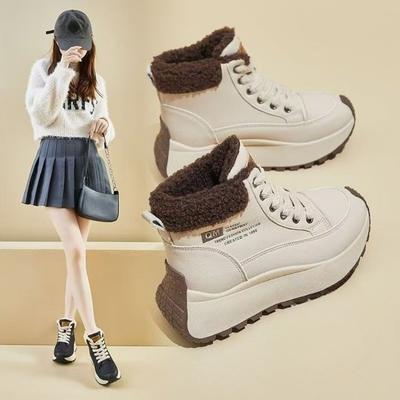 High-top Cotton Shoes, Thick-soled Dad Shoes, New Fashionable Ankle Boots, Waterproof and Anti-slip Snow Boots