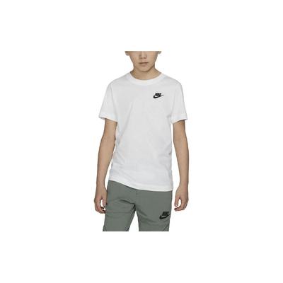 Brand Logo Solid Color Round Neck Short Sleeve T-Shirt Kids Tops White AR5254-100