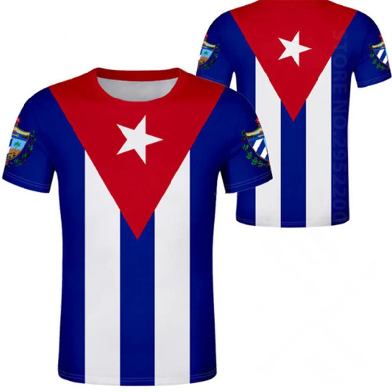 

Summer Cuban Flag 3D Printed T-shirt Men s Quick Drying Short Sleeved National Emblem Pattern Casual Top S