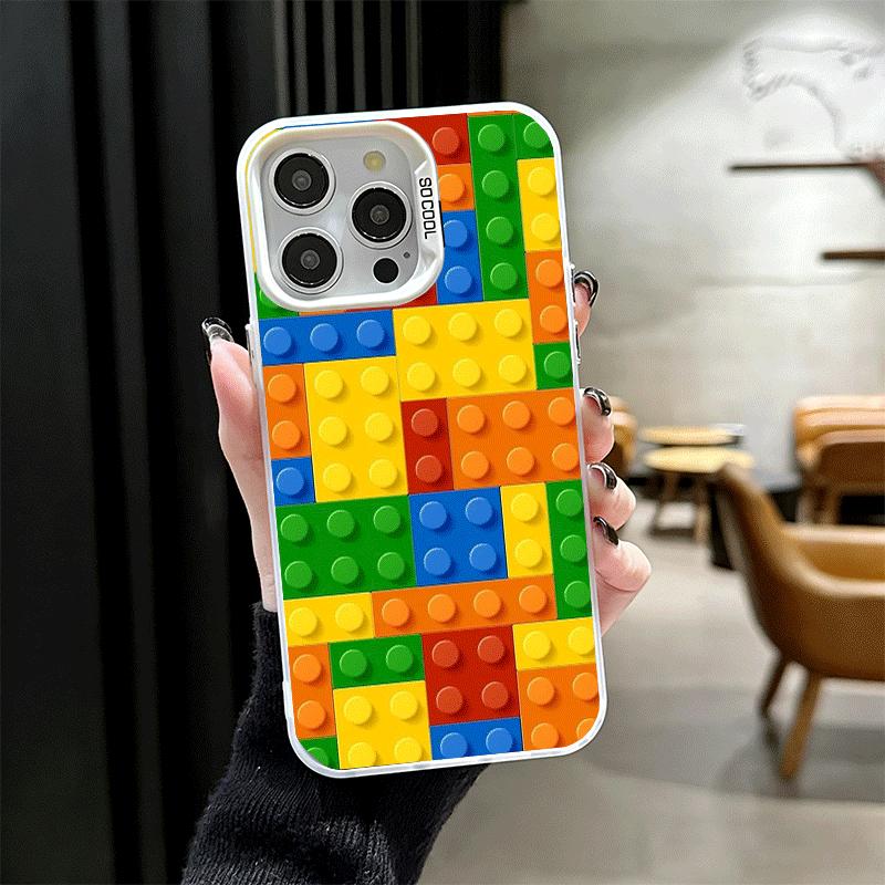 Fashion Building Blocks Pattern Shockproof Phone Case for iPhone 17 Air 16 16E 15 Pro Max 14 Plus 13 Mini 12 Back Cover Anti Fal