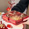 2/4/6 przegródek talerz na owoce z pokrywką Boże Narodzenie Nowy Rok dekoracja domu talerz na orzechy cukierki suszone owoce naczynie pojemnik na żywność