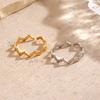 Minimalist Stainless Steel Geometric Lines Wave-shaped Opening Rings for Women Fashion Stackable Finger Jewelry Accessories Gift