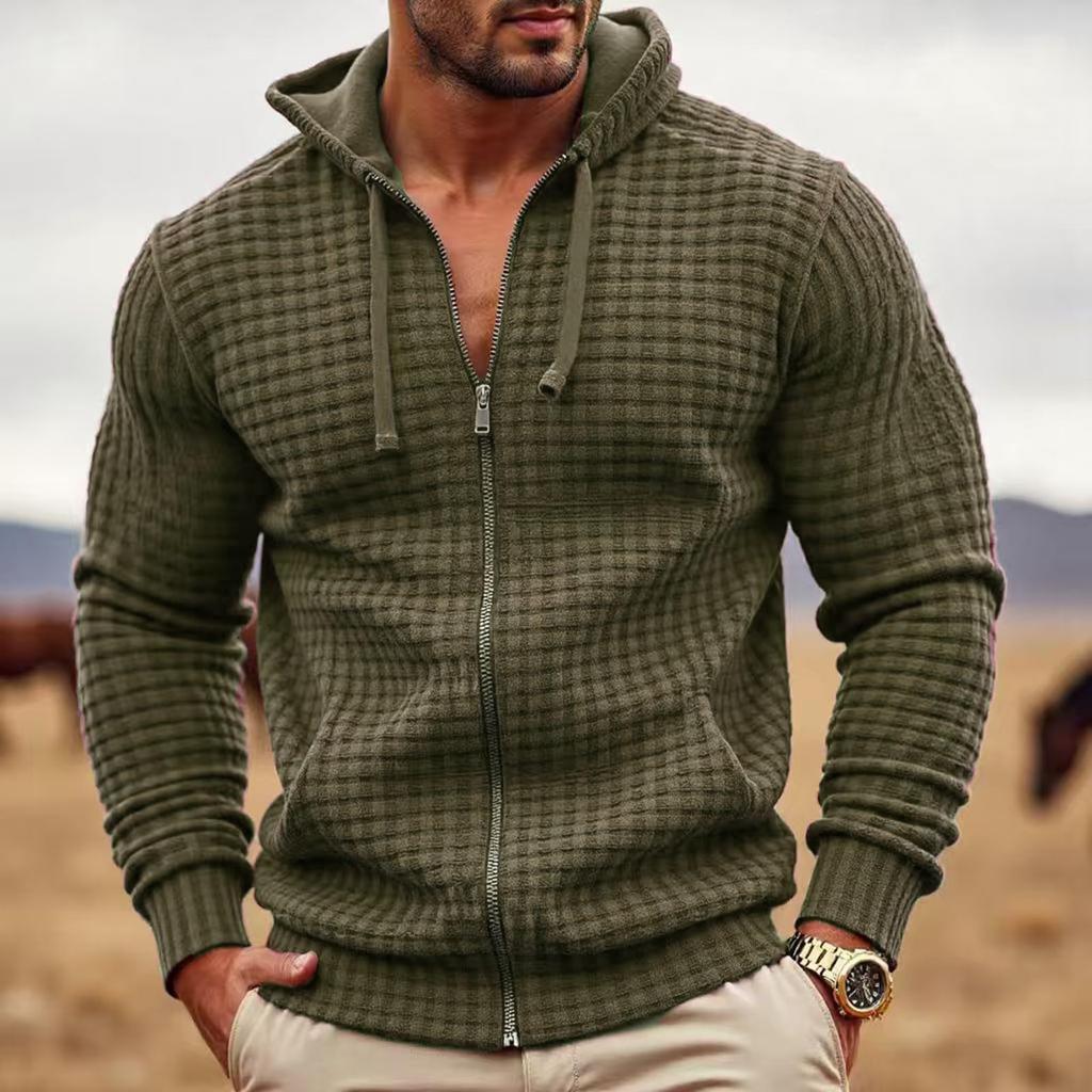 Mens Hoodies Pullover Full-Zip Long Sleeve  Knit Hooded Sweatshirt Hoodie For Men Fall Casual Clothes