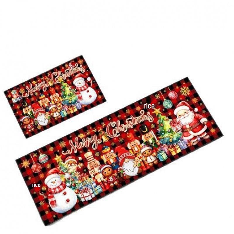 Christmas Festival Crystal Velvet Hallway & Kitchen Absorbent Floor Mat