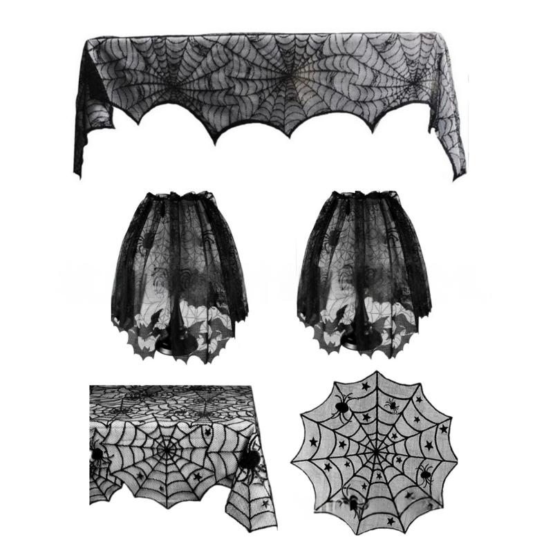 Zestaw obrusu i pokrowców na lampy na Halloween Na stół jadalny Kominki Dekoracje świąteczne Zmywalny bieżnik na stół Pokrowiec na klosz lampy