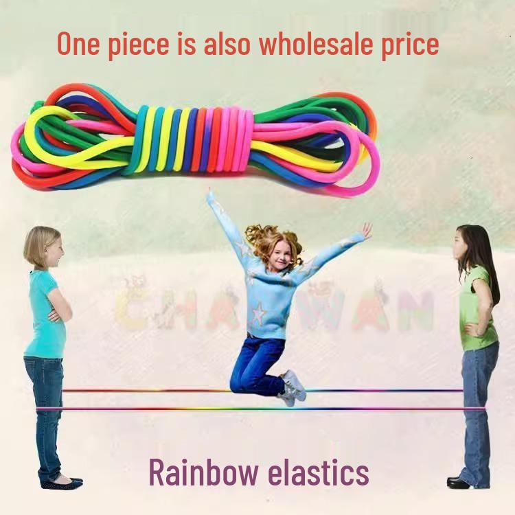 Retro 80s High-Elasticity Rubber Jump Rope for Kids - Durable Nostalgic Playground Essential
