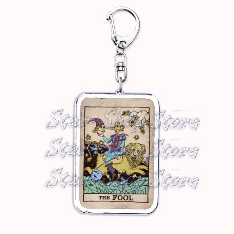 Popular Culture Halloween Tarot Card Keychains for Accessories Moon Luna Death Keyring Jewelry Fans Lovers Friends Reader Gifts