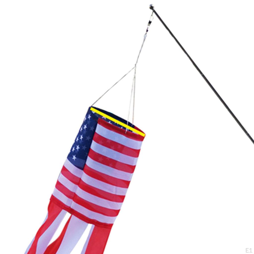 Flag Windsock USA Patriotic Wind Socks Decorations Outdoor Hanging Memorial Decor School Educational